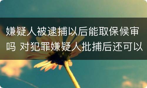 嫌疑人被逮捕以后能取保候审吗 对犯罪嫌疑人批捕后还可以取保候审吗