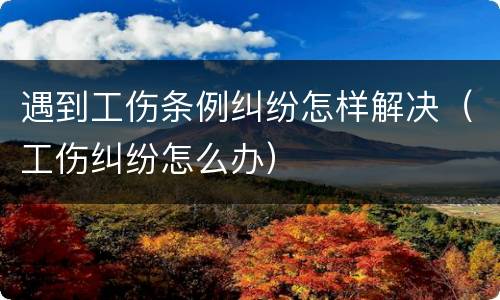 遇到工伤条例纠纷怎样解决（工伤纠纷怎么办）