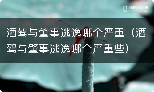 酒驾与肇事逃逸哪个严重（酒驾与肇事逃逸哪个严重些）