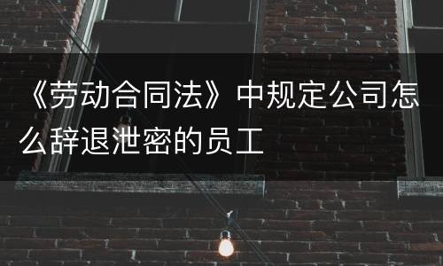 《劳动合同法》中规定公司怎么辞退泄密的员工