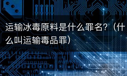 运输冰毒原料是什么罪名?（什么叫运输毒品罪）