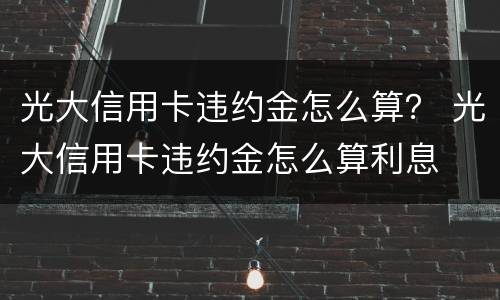 光大信用卡违约金怎么算？ 光大信用卡违约金怎么算利息