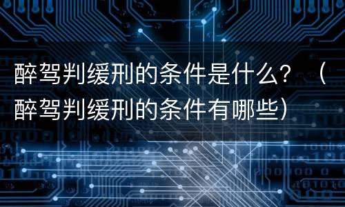 醉驾判缓刑的条件是什么？（醉驾判缓刑的条件有哪些）