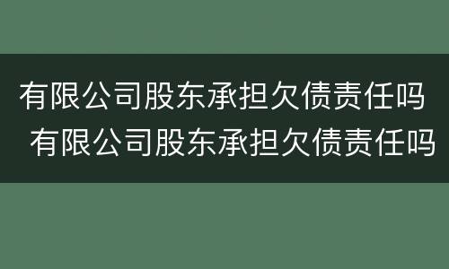 有限公司股东承担欠债责任吗 有限公司股东承担欠债责任吗合法吗