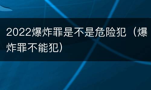 2022爆炸罪是不是危险犯（爆炸罪不能犯）