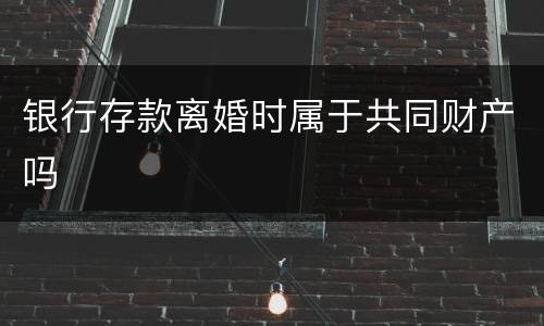 银行存款离婚时属于共同财产吗