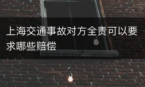 上海交通事故对方全责可以要求哪些赔偿