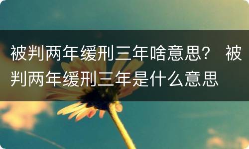 被判两年缓刑三年啥意思？ 被判两年缓刑三年是什么意思