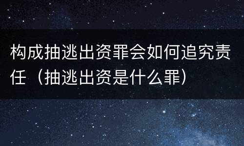 构成抽逃出资罪会如何追究责任（抽逃出资是什么罪）