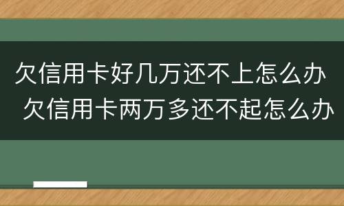 欠信用卡好几万还不上怎么办 欠信用卡两万多还不起怎么办