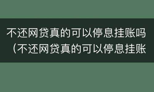 不还网贷真的可以停息挂账吗（不还网贷真的可以停息挂账吗贴吧）