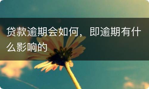 贷款逾期会如何，即逾期有什么影响的