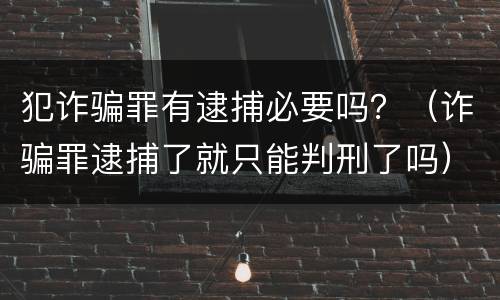 犯诈骗罪有逮捕必要吗？（诈骗罪逮捕了就只能判刑了吗）