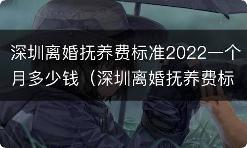 深圳离婚抚养费标准2022一个月多少钱（深圳离婚抚养费标准2022一个月多少钱啊）
