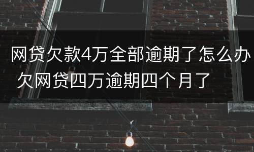 网贷欠款4万全部逾期了怎么办 欠网贷四万逾期四个月了