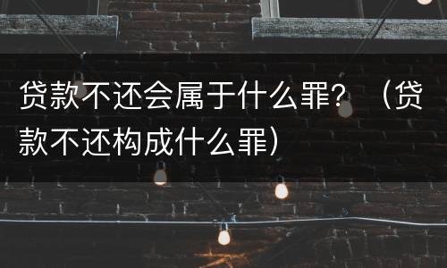 贷款不还会属于什么罪？（贷款不还构成什么罪）