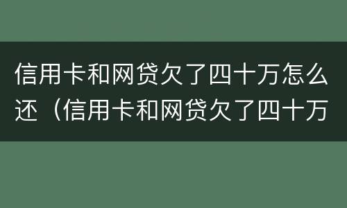 信用卡和网贷欠了四十万怎么还（信用卡和网贷欠了四十万怎么还款）