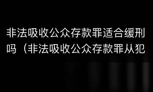 非法吸收公众存款罪适合缓刑吗（非法吸收公众存款罪从犯都能判缓吗）