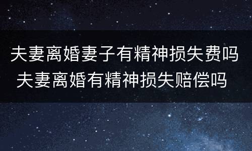 夫妻离婚妻子有精神损失费吗 夫妻离婚有精神损失赔偿吗