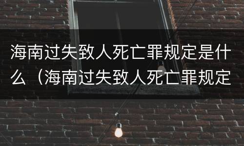 海南过失致人死亡罪规定是什么（海南过失致人死亡罪规定是什么意思）