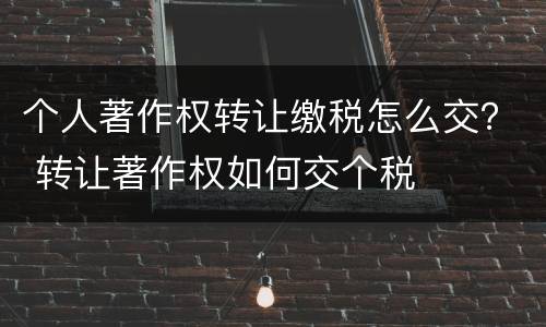 个人著作权转让缴税怎么交？ 转让著作权如何交个税