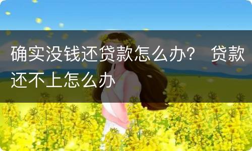 确实没钱还贷款怎么办？ 贷款还不上怎么办