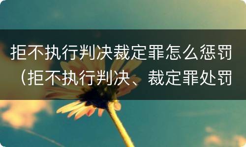 拒不执行判决裁定罪怎么惩罚（拒不执行判决、裁定罪处罚）