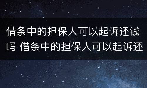 借条中的担保人可以起诉还钱吗 借条中的担保人可以起诉还钱吗有效吗