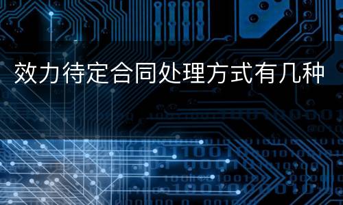 效力待定合同处理方式有几种