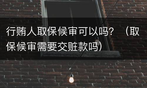 行贿人取保候审可以吗？（取保候审需要交赃款吗）