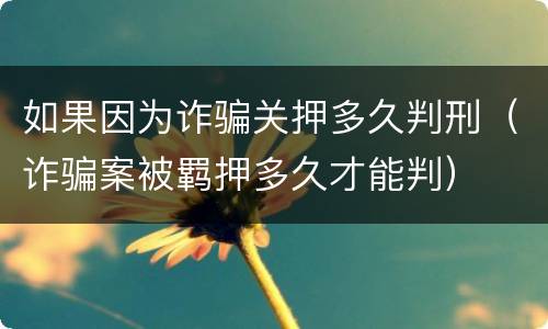 如果因为诈骗关押多久判刑（诈骗案被羁押多久才能判）