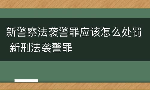 新警察法袭警罪应该怎么处罚 新刑法袭警罪