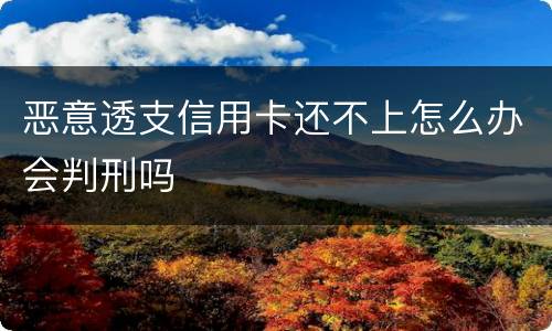 恶意透支信用卡还不上怎么办会判刑吗