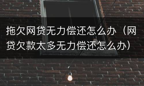 拖欠网贷无力偿还怎么办（网贷欠款太多无力偿还怎么办）