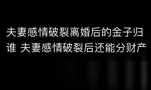 夫妻感情破裂离婚后的金子归谁 夫妻感情破裂后还能分财产吗