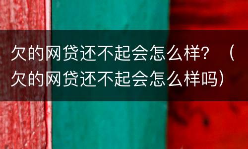 欠的网贷还不起会怎么样？（欠的网贷还不起会怎么样吗）
