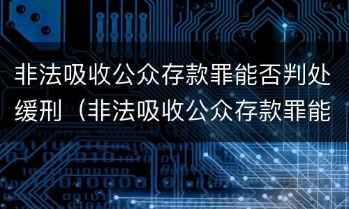 非法吸收公众存款罪能否判处缓刑（非法吸收公众存款罪能否判处缓刑案件）