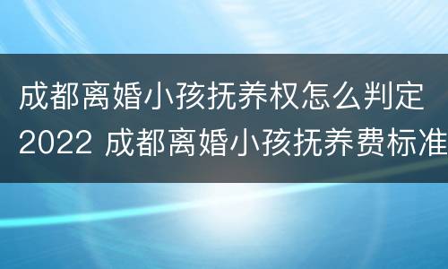 成都离婚小孩抚养权怎么判定2022 成都离婚小孩抚养费标准