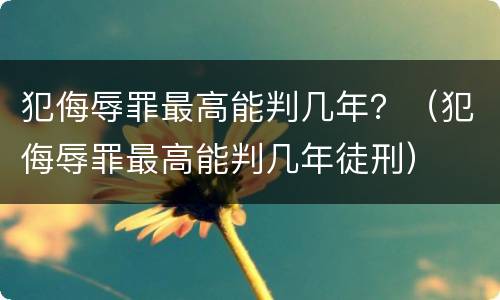 犯侮辱罪最高能判几年？（犯侮辱罪最高能判几年徒刑）