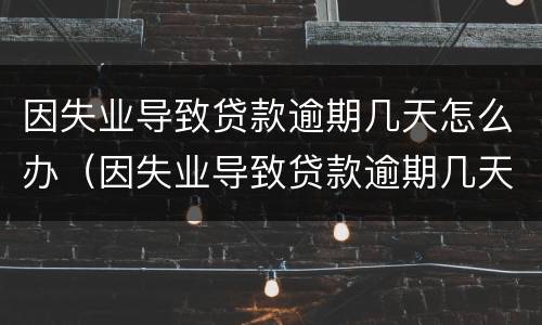 因失业导致贷款逾期几天怎么办（因失业导致贷款逾期几天怎么办理）