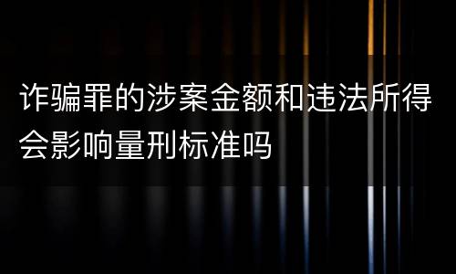 诈骗罪的涉案金额和违法所得会影响量刑标准吗