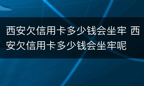 西安欠信用卡多少钱会坐牢 西安欠信用卡多少钱会坐牢呢