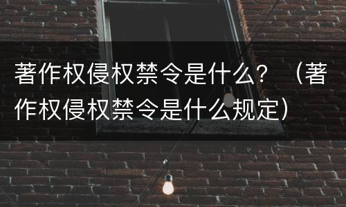 著作权侵权禁令是什么？（著作权侵权禁令是什么规定）