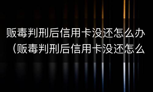 贩毒判刑后信用卡没还怎么办（贩毒判刑后信用卡没还怎么办呢）
