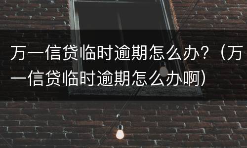万一信贷临时逾期怎么办?（万一信贷临时逾期怎么办啊）