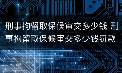 刑事拘留取保候审交多少钱 刑事拘留取保候审交多少钱罚款