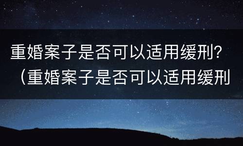重婚案子是否可以适用缓刑？（重婚案子是否可以适用缓刑呢）
