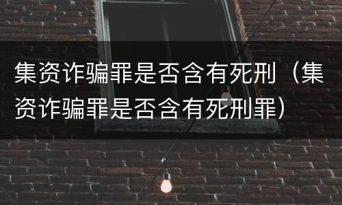 集资诈骗罪是否含有死刑（集资诈骗罪是否含有死刑罪）