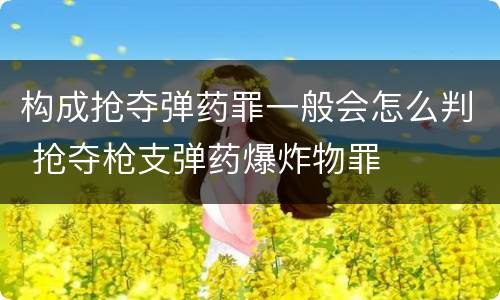 构成抢夺弹药罪一般会怎么判 抢夺枪支弹药爆炸物罪