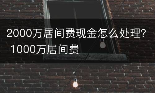 2000万居间费现金怎么处理？ 1000万居间费
